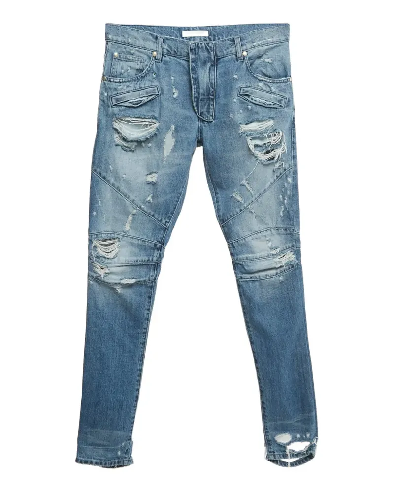 Balmain Jeans in Distressed-Optik - Blau Blau