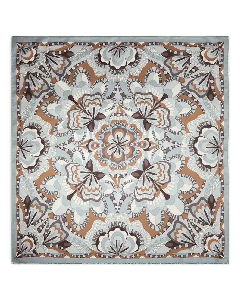 Lancel Seidenschal mit Blumenmotiv - Grau Grau
