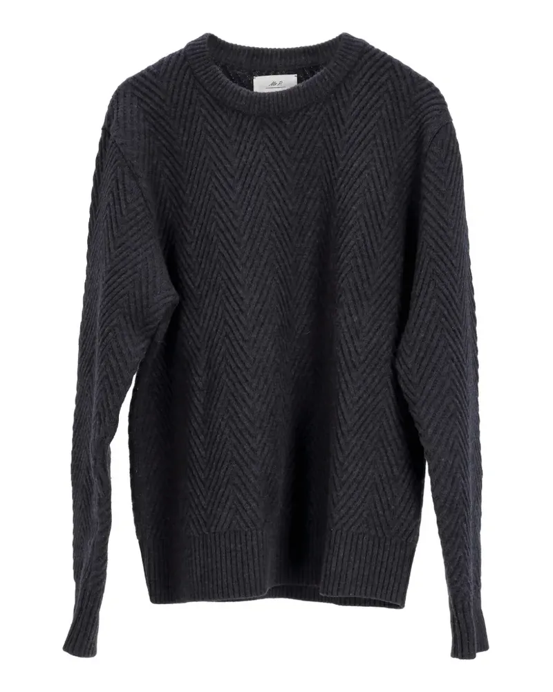 MR P. Gerippter Merinopullover - Blau Blau