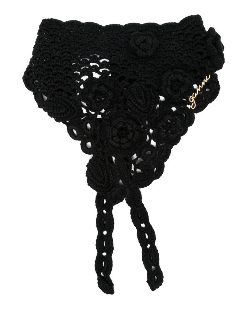 Ganni Haarschmuck aus Bio-Baumwolle mit Blumen - Schwarz Schwarz