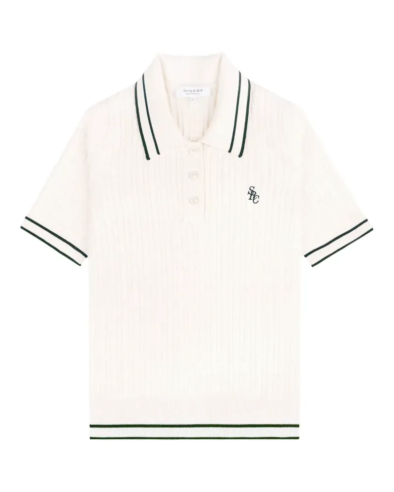 SPORTY & RICH Poloshirt mit Zopfmuster - Nude Nude