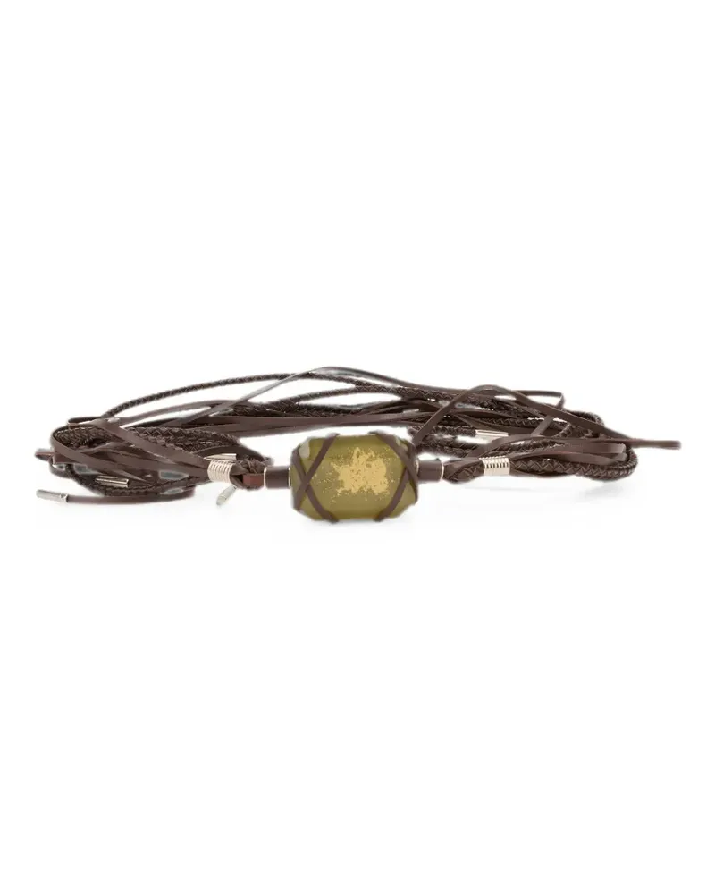 Alberta Ferretti fringe-detail braided leather belt - Braun Braun