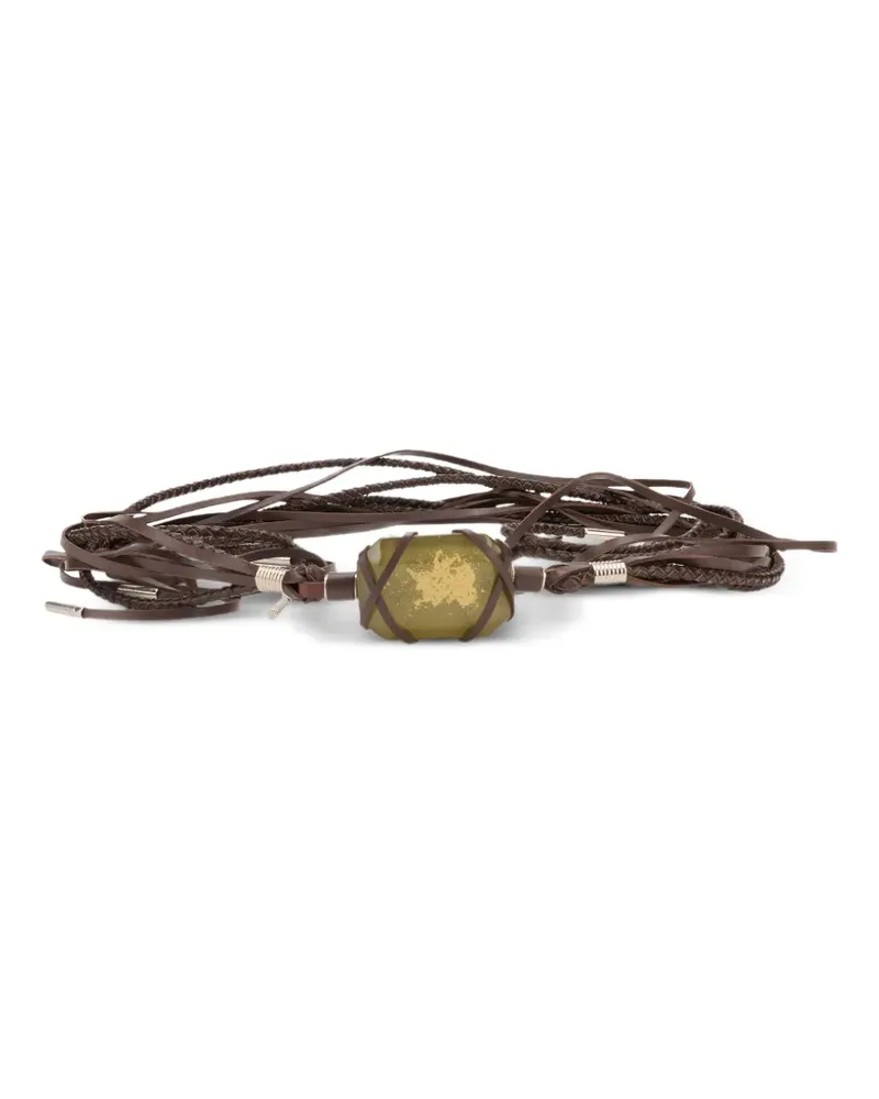 Alberta Ferretti fringe-detail braided leather belt - Braun Braun