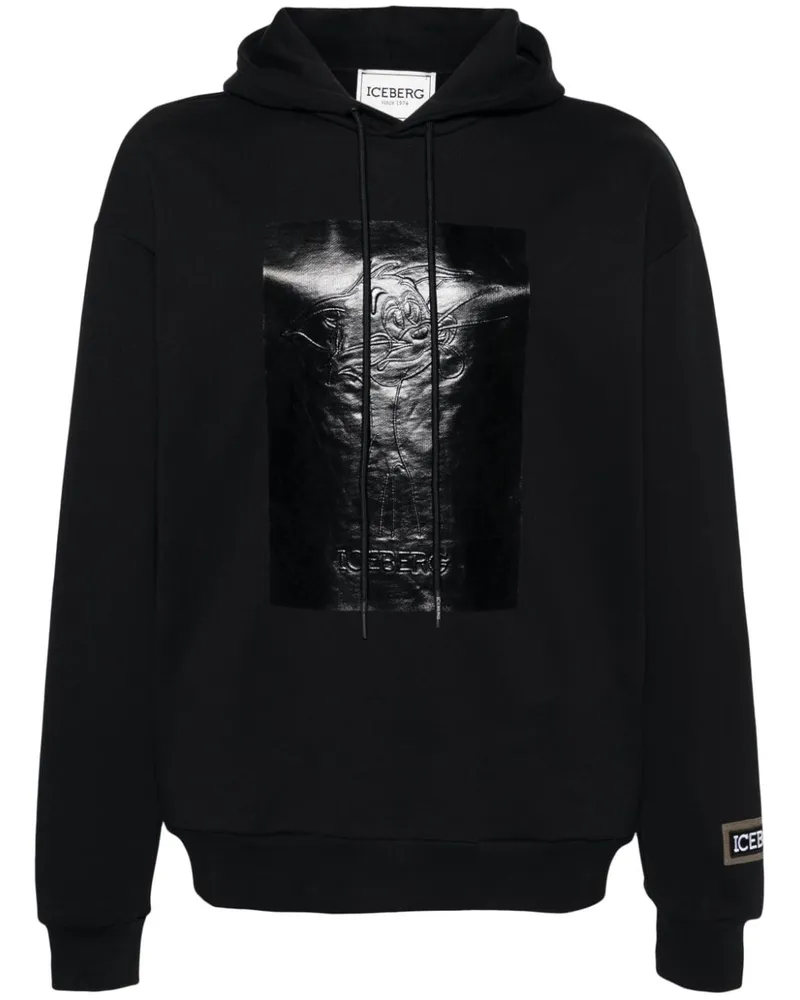 Iceberg Hoodie mit Logo-Prägung - Schwarz Schwarz