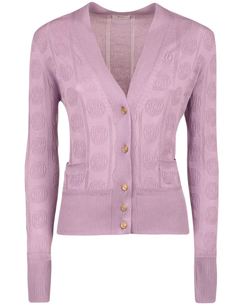 Bally Emblem Jacquard-Cardigan aus Seidengemisch Rosa