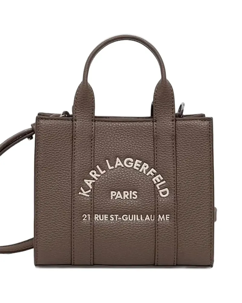 Karl Lagerfeld mini Rue St-Guillaume logo-embroidered tote bag - Braun Braun