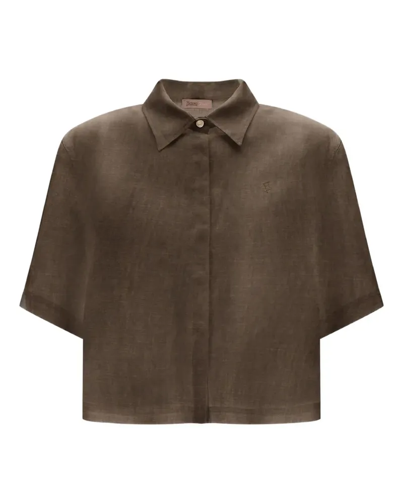 Herno Kurzärmeliges Hemd aus Leinen - Braun Braun