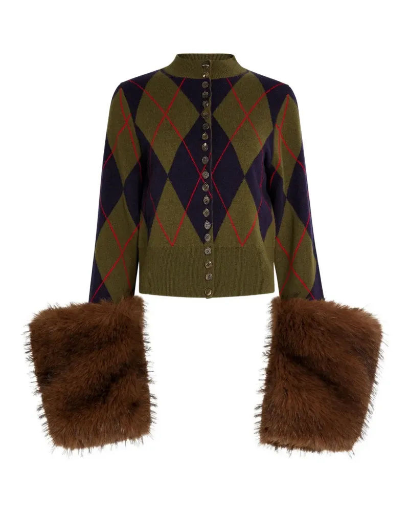 A.W.A.K.E. Cardigan mit Argyle-Muster - Grün Grün