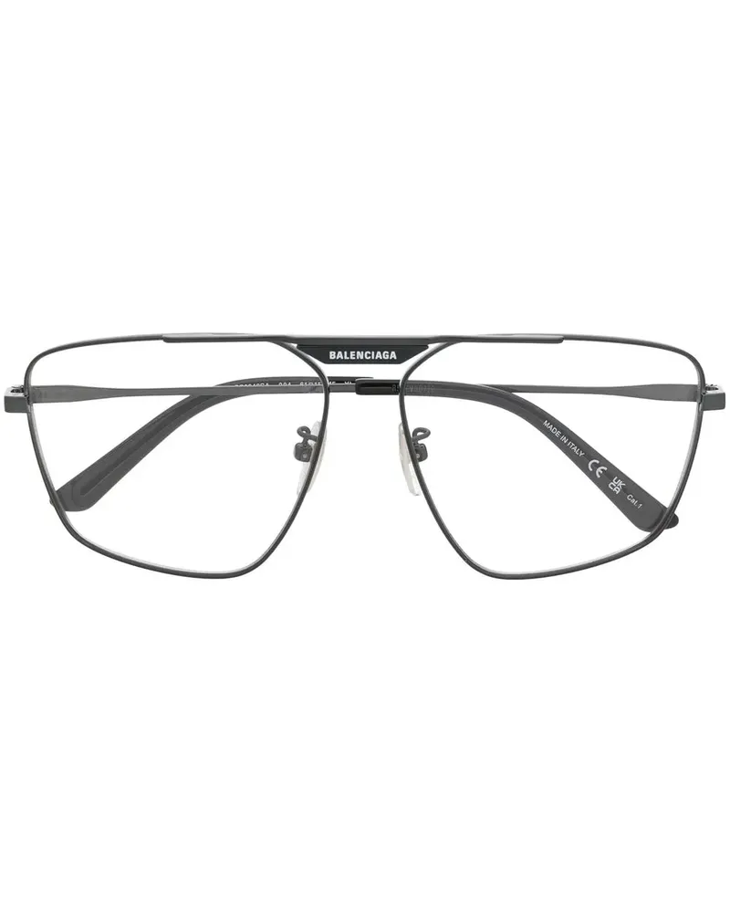 Balenciaga Pilotenbrille mit poliertem Finish - Schwarz Schwarz