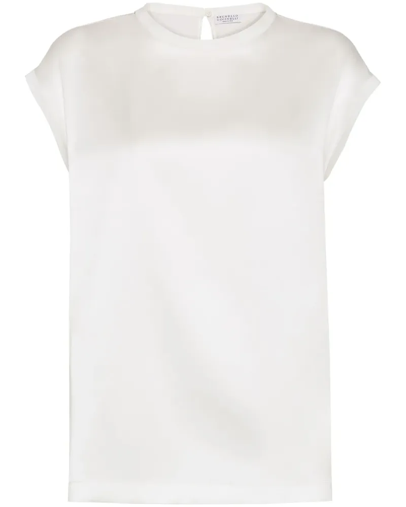 Brunello Cucinelli T-Shirt mit Monili-Verzierung - Weiß Weiß