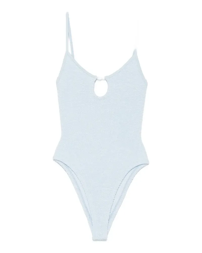 Hunza G Mia crinkle-effect cutout swimsuit - Blau Blau