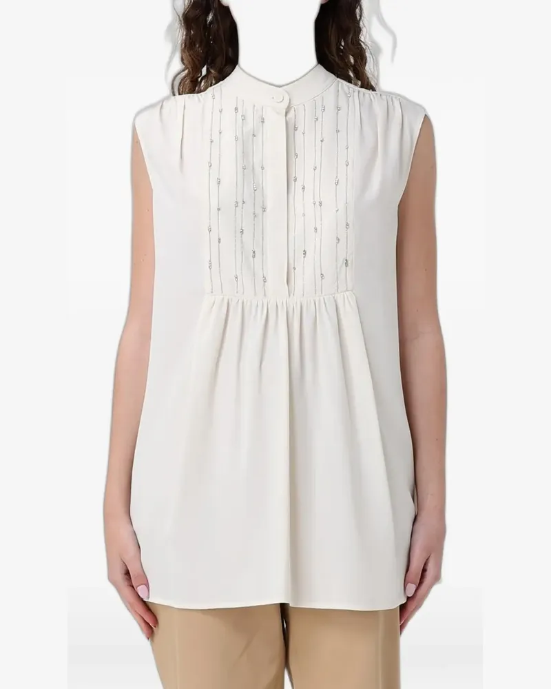 Fabiana Filippi bead-embellished crepe blouse - Nude Nude