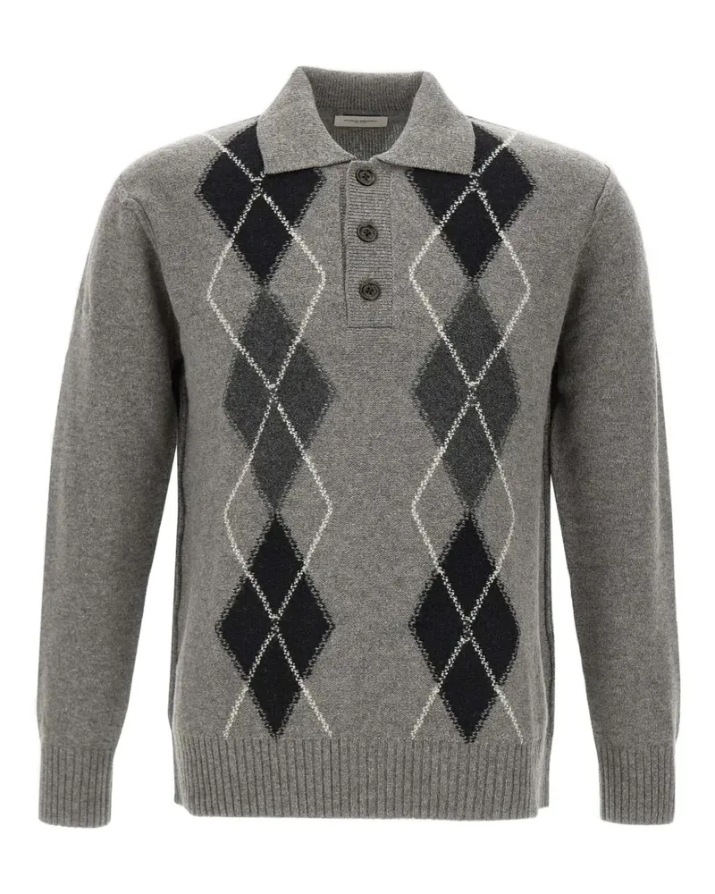 Paolo Pecora Milano Poloshirtkragen-Pullover mit geometrischem Muster - Grau Grau