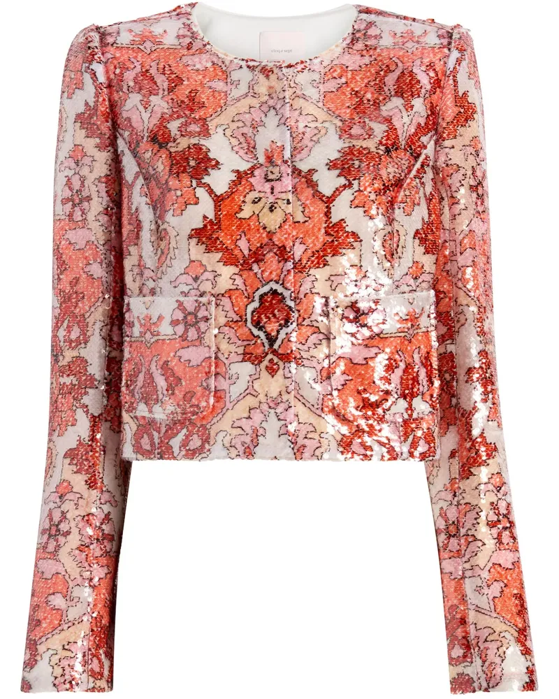 Cinq à Sept Tweed-Jacke mit Pailletten - Rosa Rosa