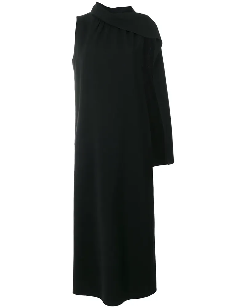 Alberta Ferretti Kleid mit einseitigem Cape - Schwarz Schwarz