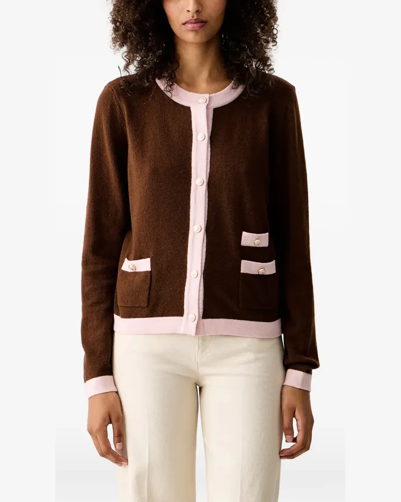 Luisa Spagnoli Cuoricino contrast-trim button-up cardigan - Braun Braun