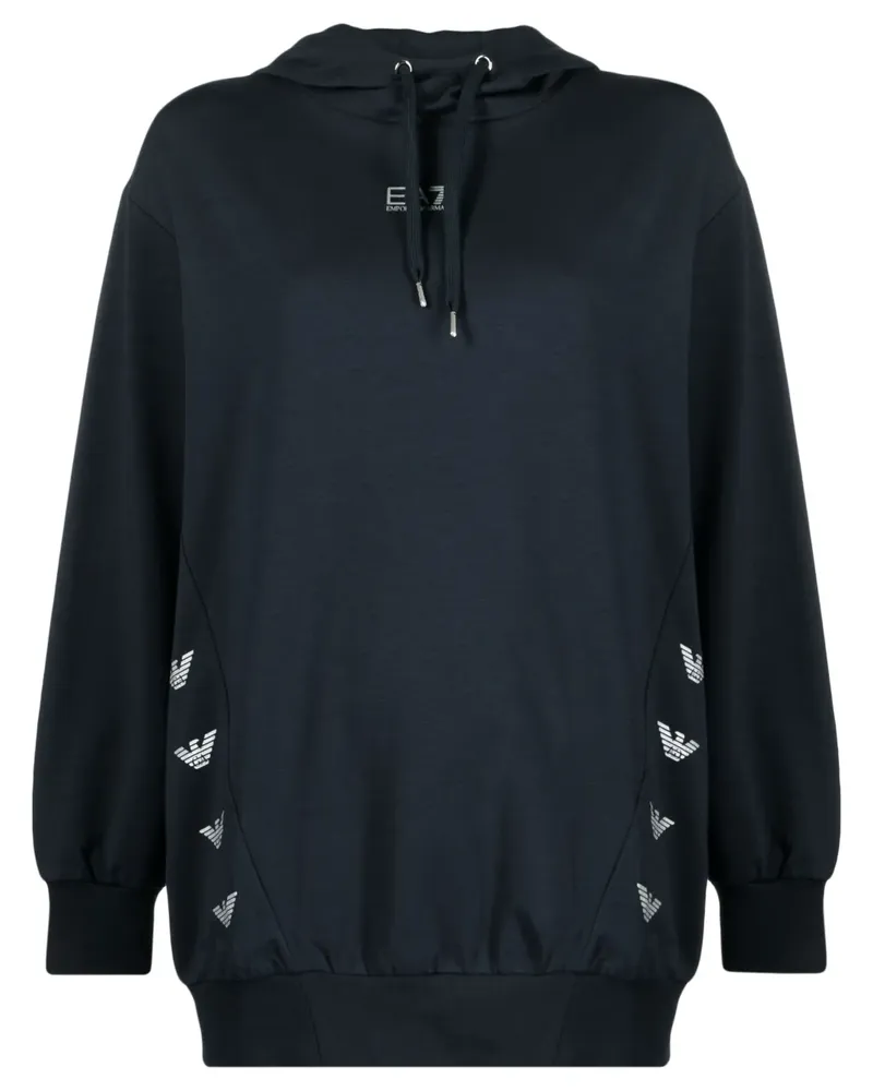 EA7 Hoodie mit Logo-Print - Blau Blau