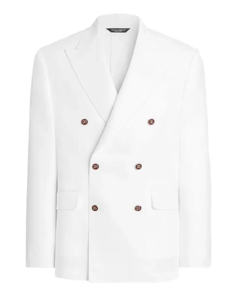 Dolce & Gabbana Leichte, zweireihige Sicilia Jacke aus Leinen - Weiß Weiß