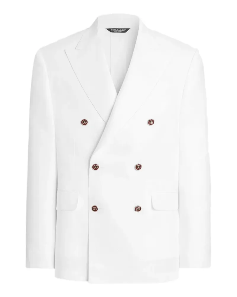 Dolce & Gabbana Leichte, zweireihige Sicilia Jacke aus Leinen - Weiß Weiß