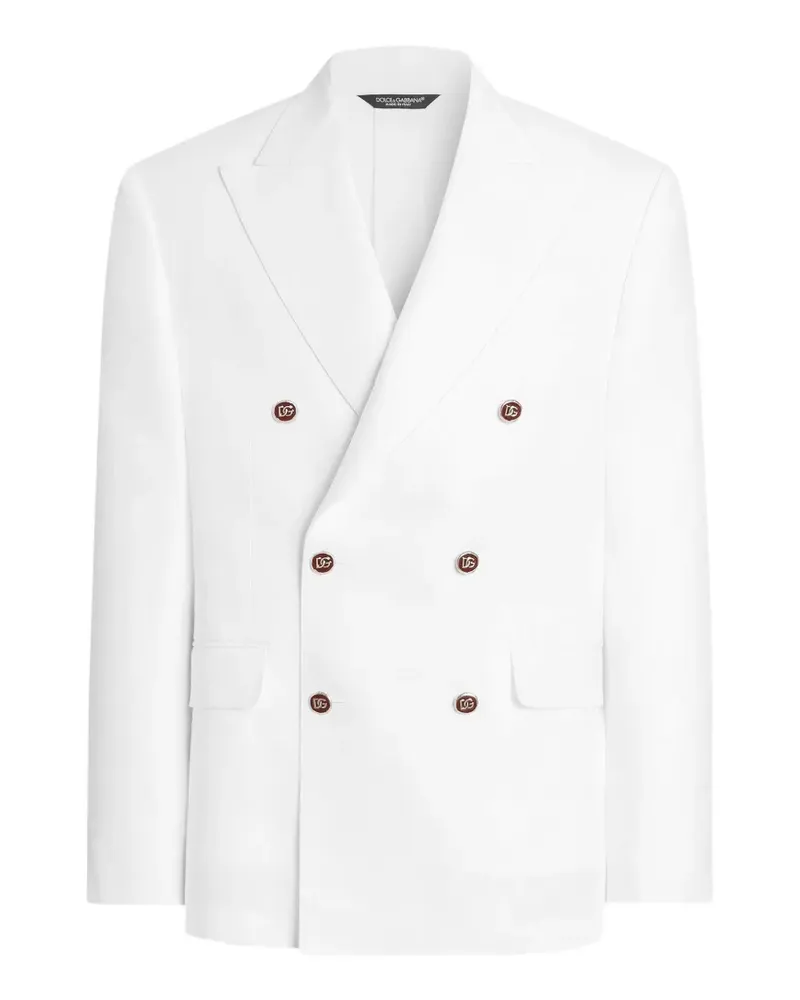 Dolce & Gabbana Leichte, zweireihige Sicilia Jacke aus Leinen - Weiß Weiß