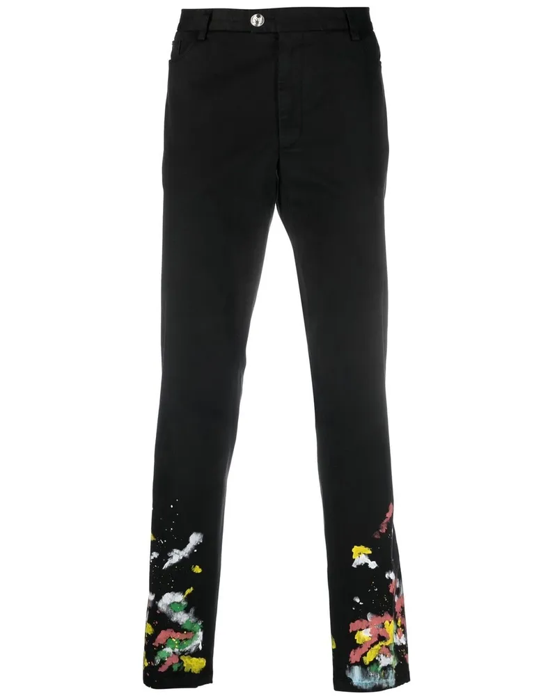 Philipp Plein Chino mit Farbklecksen - Schwarz Schwarz