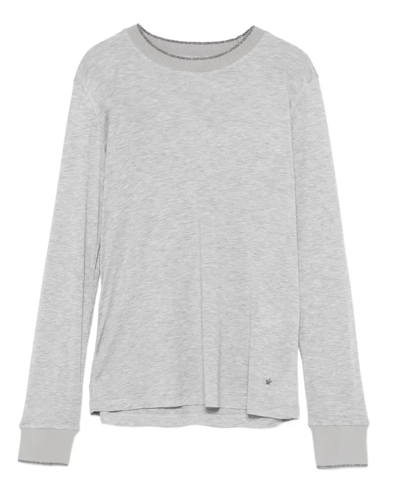 Lorena Antoniazzi Langarmshirt mit Glitter-Kragen - Grau Grau