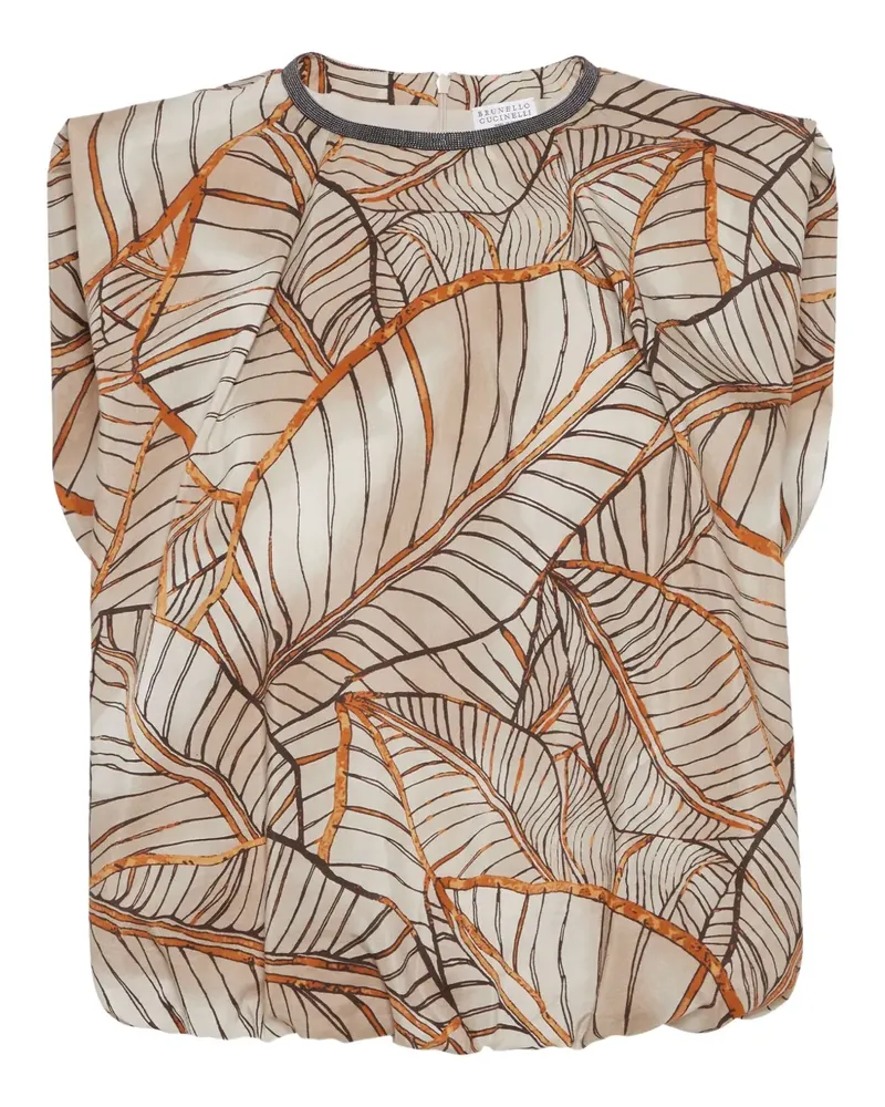 Brunello Cucinelli Bluse mit Papyrus-Print - Nude Nude
