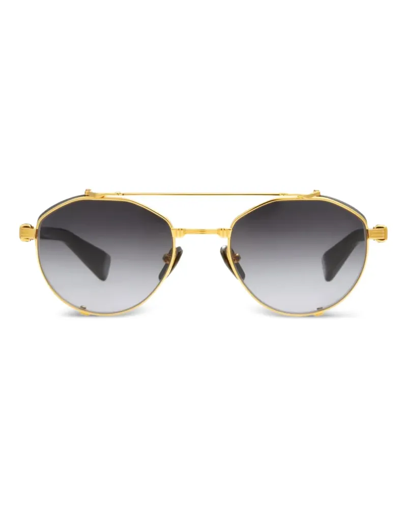 Balmain Sonnenbrille mit rundem Gestell - Gold Gold
