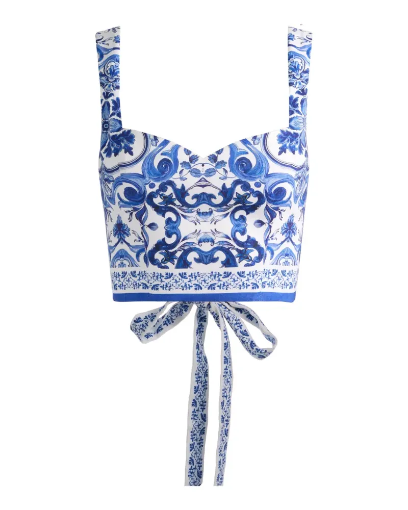 Alice + Olivia Miriam Cropped-Top mit Herzausschnitt - Weiß Weiß