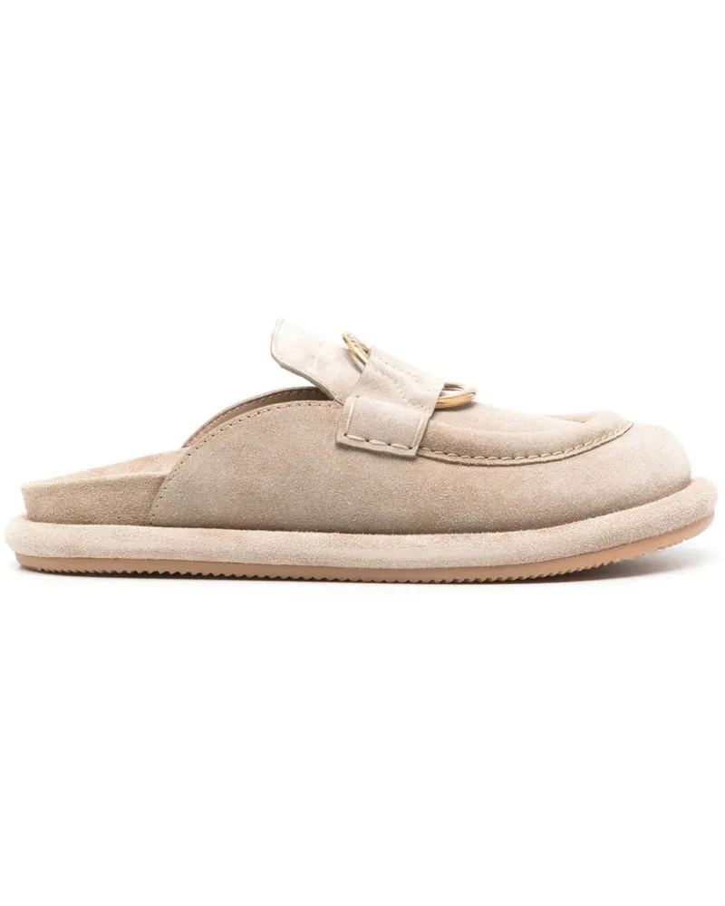 Moncler Bell Mules aus Wildleder - Nude Nude