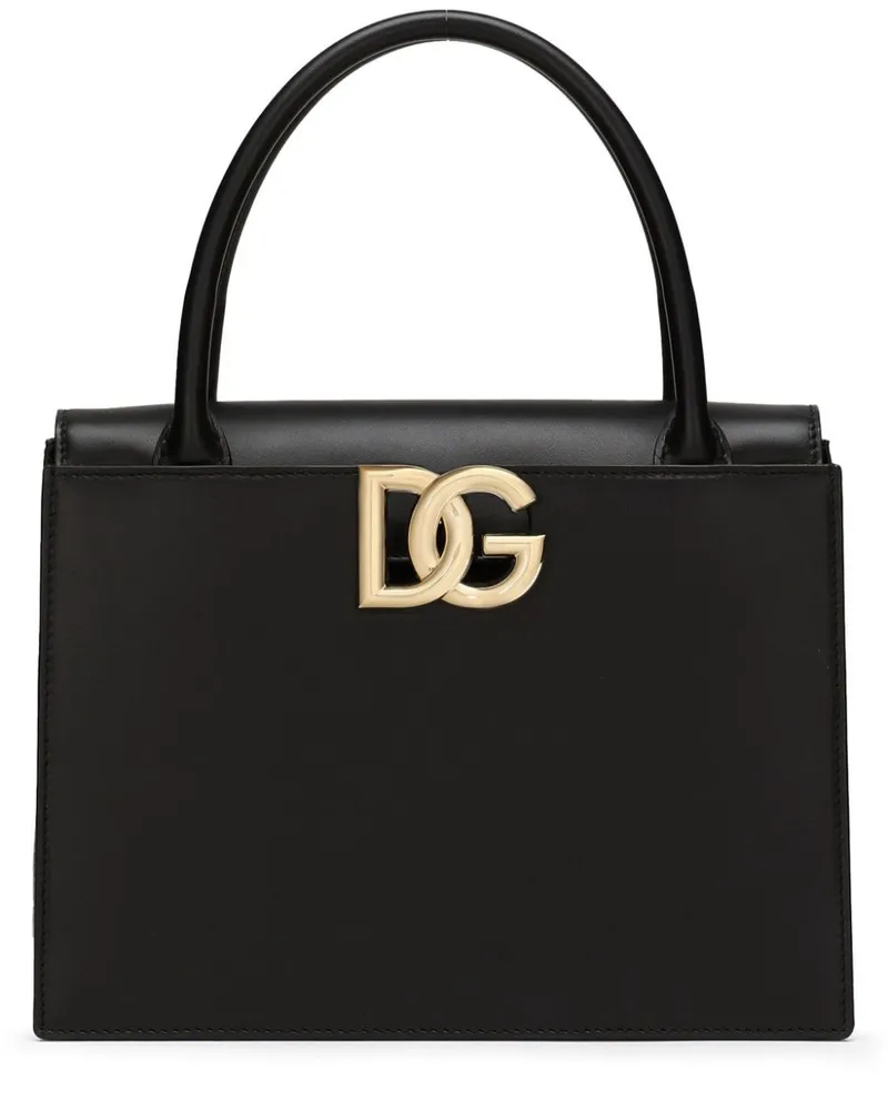 Dolce & Gabbana Handtasche mit Logo-Schild - Schwarz Schwarz
