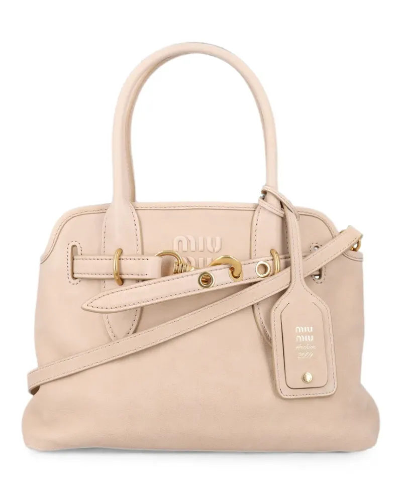 Miu Miu Aventure Tote Bag aus Nappaleder - Nude Nude