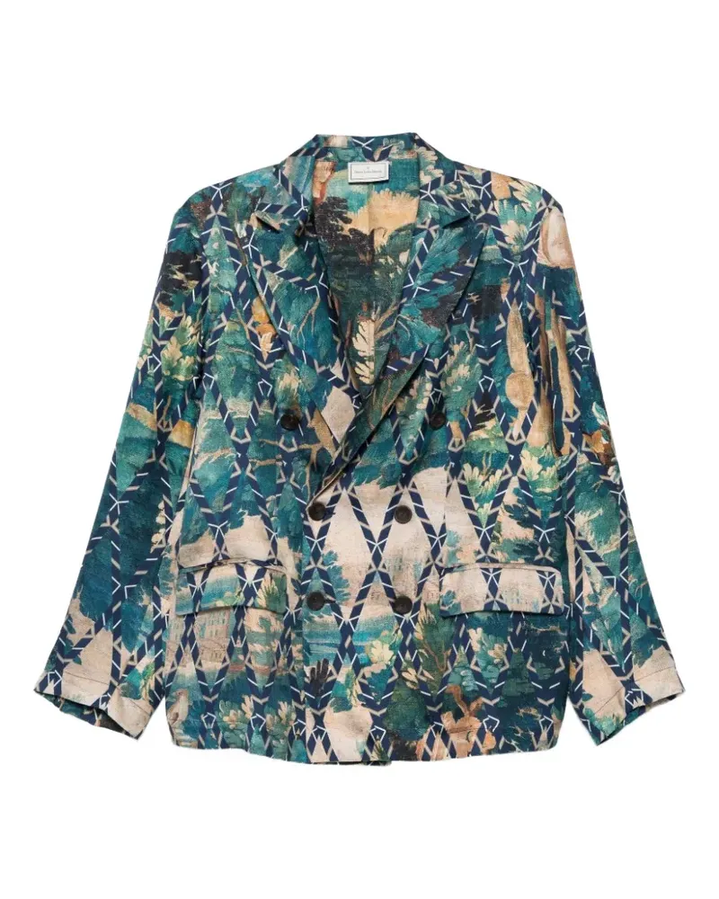 Pierre-Louis Mascia Fancy geometric-pattern double-breasted blazer - Grün Grün
