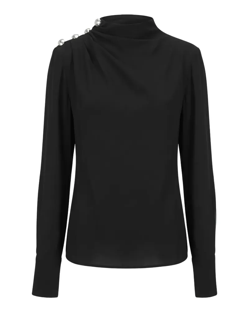 Patrizia Pepe Drapierte Bluse mit Knöpfen - Schwarz Schwarz