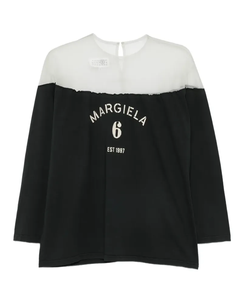 Maison Margiela logo-print sheer-panel T-shirt - Schwarz Schwarz