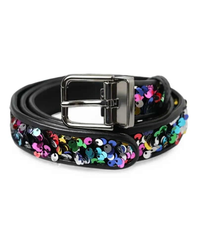 Dolce & Gabbana sequin-embellished leather belt - Schwarz Schwarz