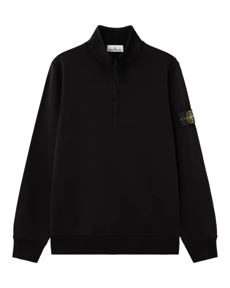 Stone Island 6100070 organic-cotton fleece regular-fit half-zip sweatshirt - Schwarz Schwarz