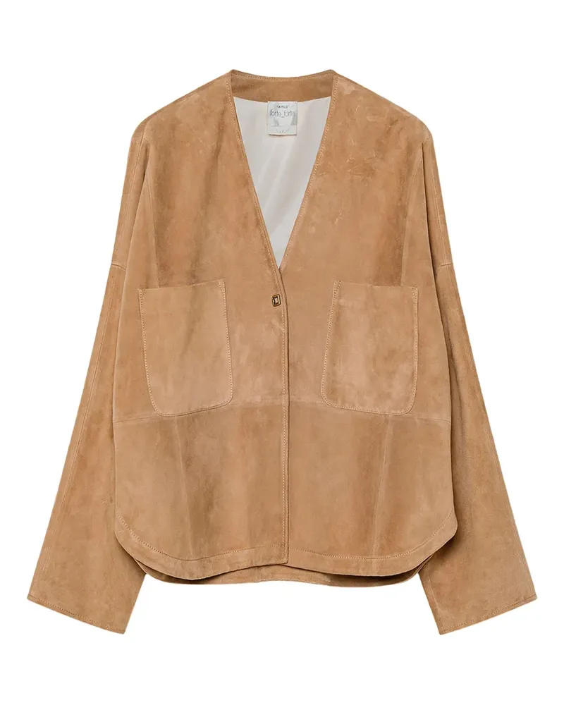 forte_forte Wildlederjacke mit aufgesetzten Taschen - Braun Braun