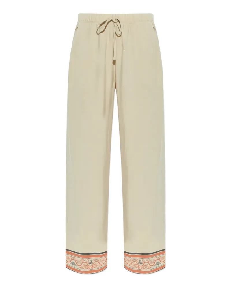 Hanro drawstring-waist patterned-hem trousers - Nude Nude