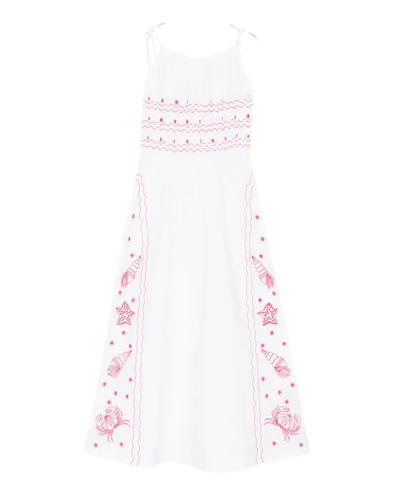 Maison Labiche floral-embroidered midi dress - Weiß Weiß