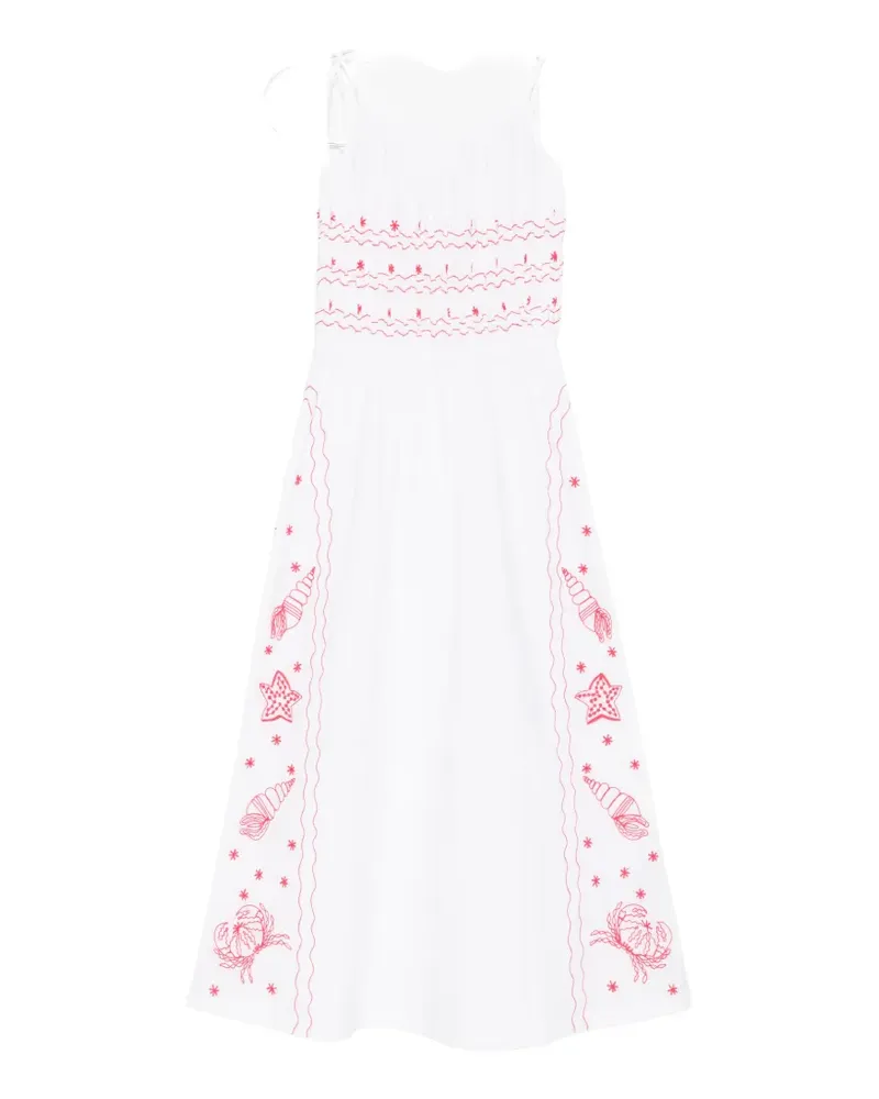 Maison Labiche floral-embroidered midi dress - Weiß Weiß