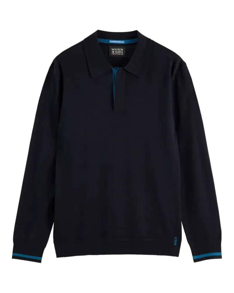 Scotch&Soda long-sleeve knitted polo shirt - Grau Grau