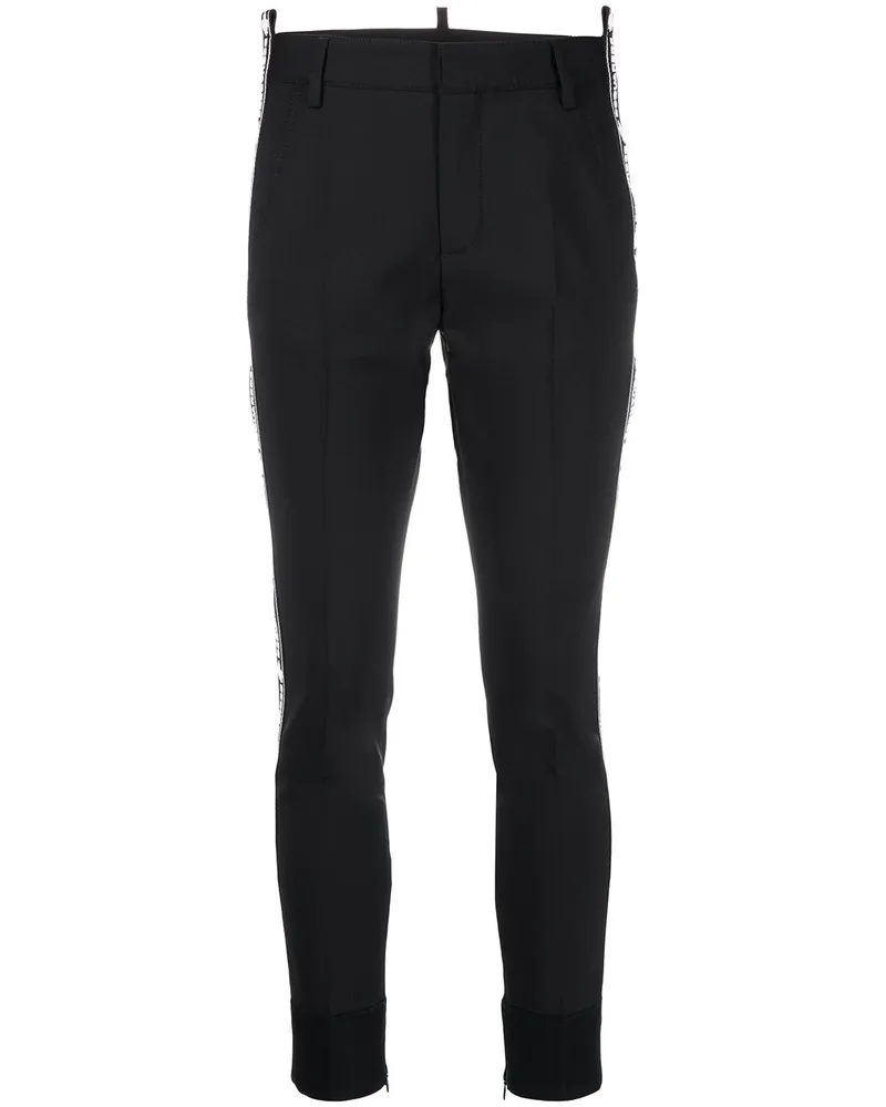 Dsquared2 Schmale Hose mit Logo-Print - Schwarz Schwarz