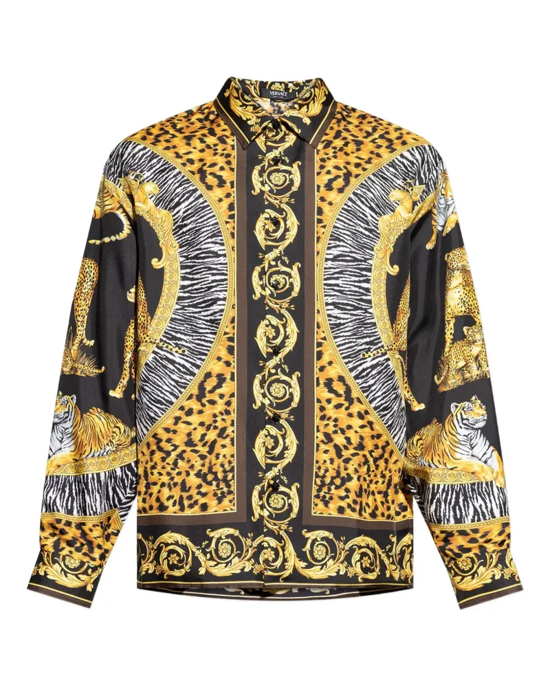 Versace Hemd mit Leoparden-Print - Gelb Gelb