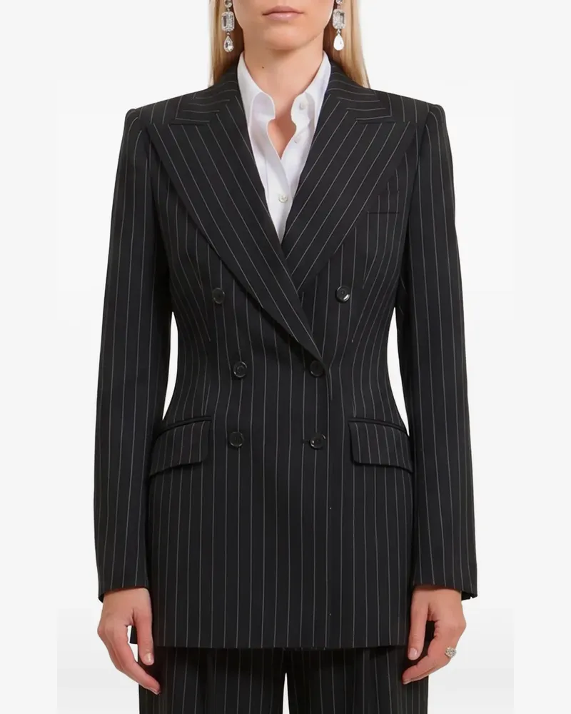 Dolce & Gabbana Doppelreihige Jacke mit Streifen - Schwarz Schwarz