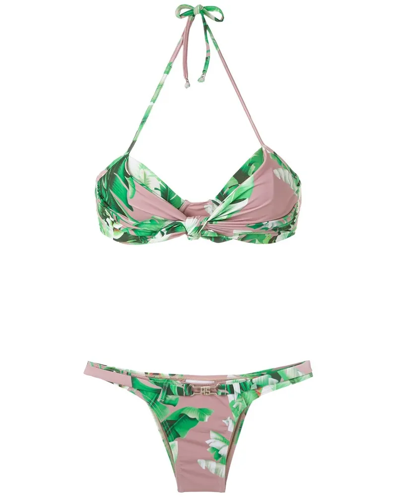 Amir Slama Bikini mit Blumen-Print - Grün Grün