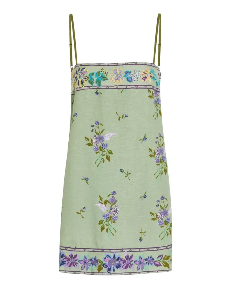 Free People floral-embroidered slip mini dress - Grün Grün