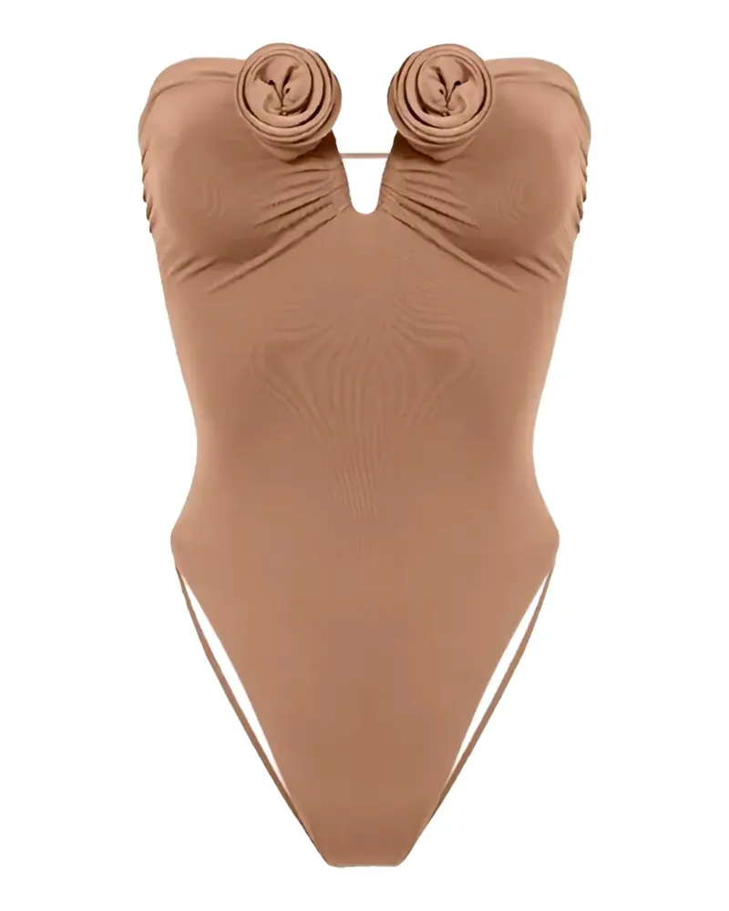 La Reveche Alya floral-appliqué swimsuit - Braun Braun