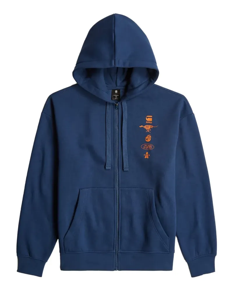 G-STAR RAW Kapuzenjacke mit grafischem Print - Blau Blau