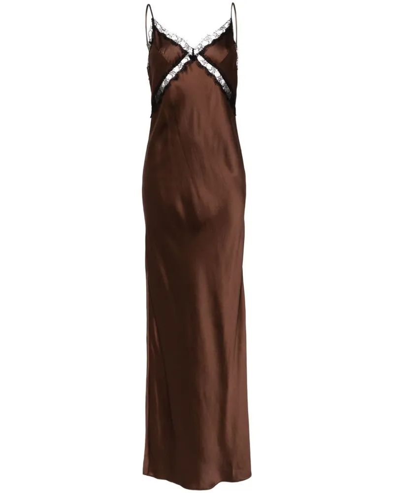 Kiki De Montparnasse Maxikleid mit Spitzeneinsatz - Braun Braun
